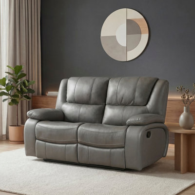 Canapé inclinable 2 places en cuir gris