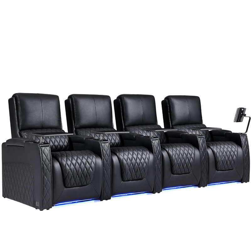 Canapé inclinable électrique Haiylee , Cuir véritable noir
