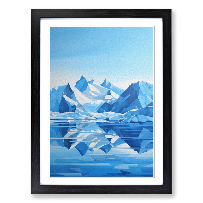 Glacier Geometric - Framed Print, 64cm H x 46cm W x 2cm D, Black