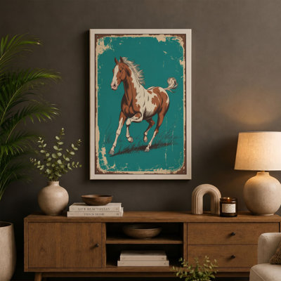 Horse in Motion Vintage 1 Piece Wrapped Canvas Wall Art