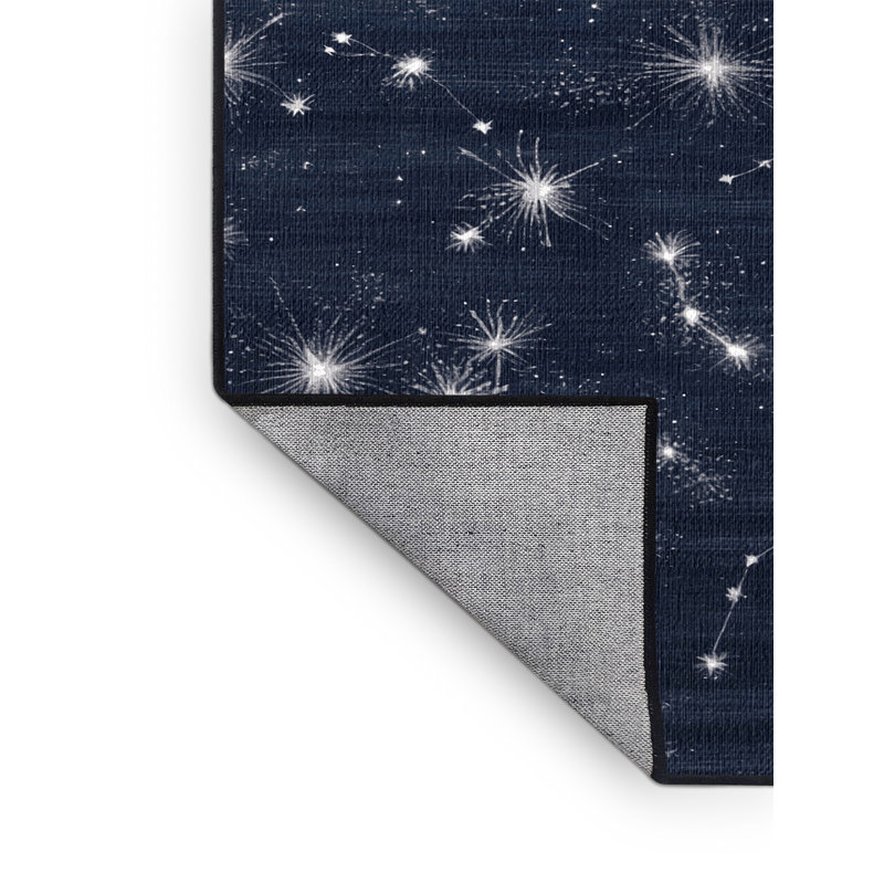 Washable Coastal Night Sky Coastal Area Rug, Round 8'