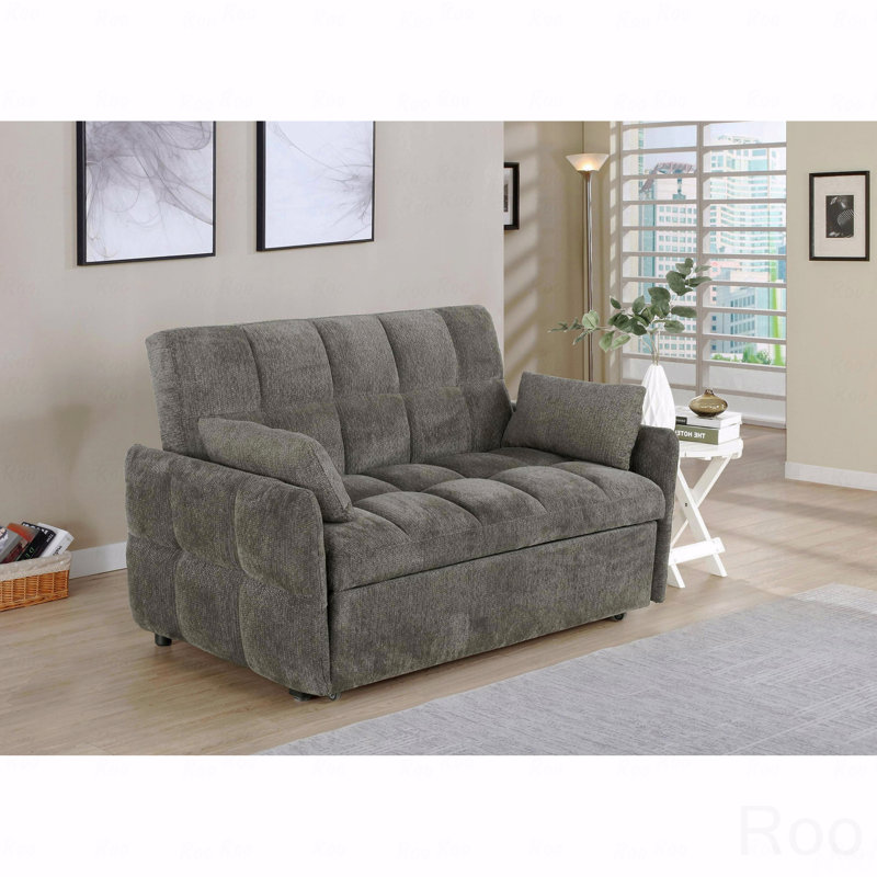 Canapé-lit coulissant: coussin capitonné, conception convertible, Gris