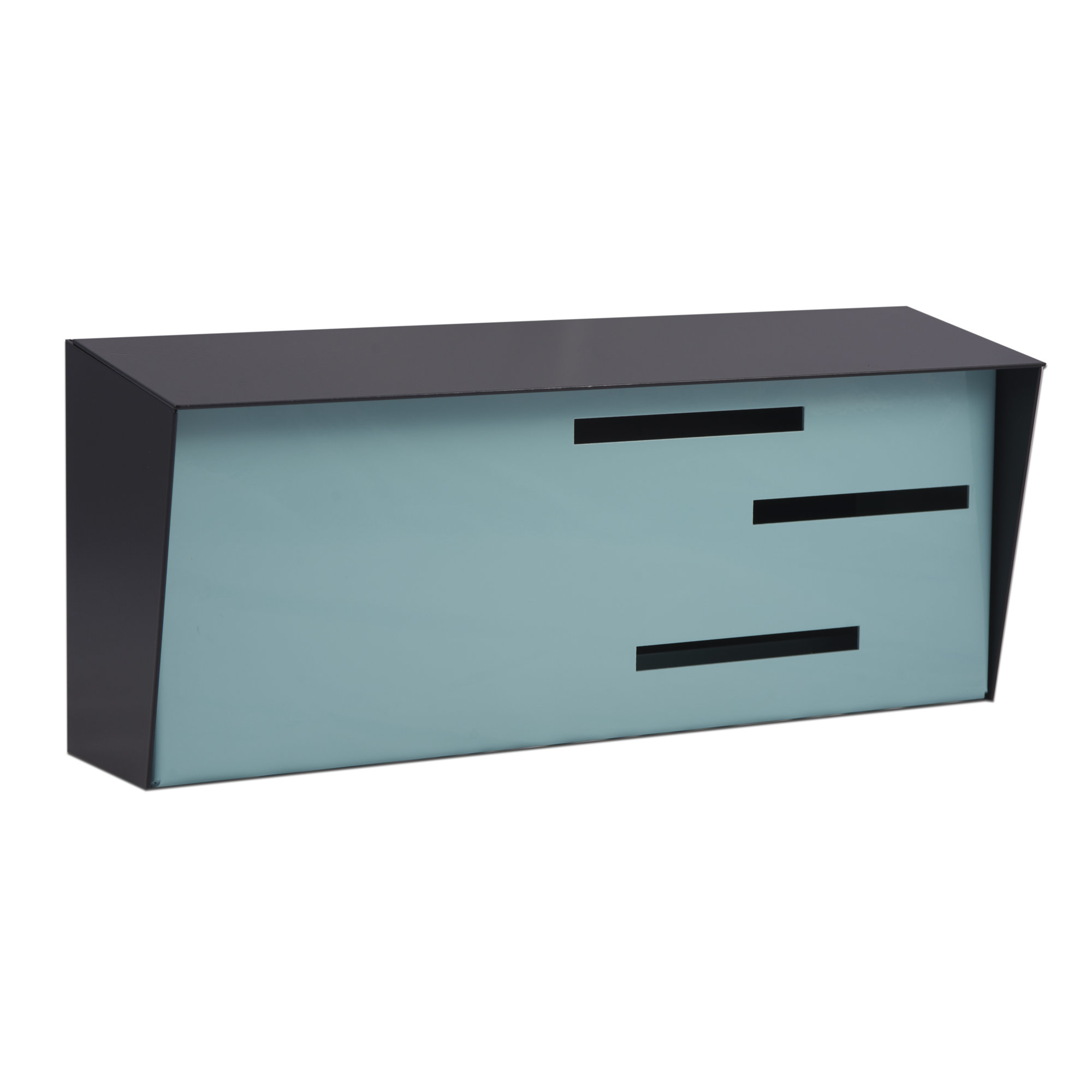 Modern Wall Mounted Mailbox, Black/Robin Egg