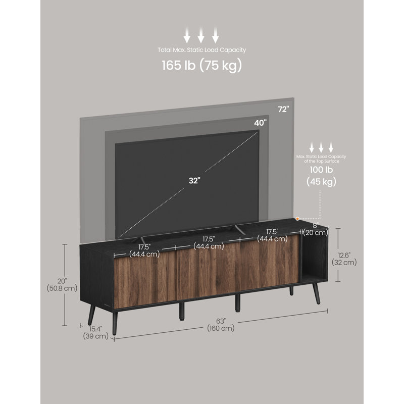 Meuble télé pour téléviseur de 72 po ou moins Walery