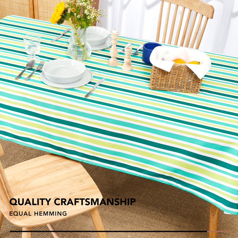 Waterproof Polyester Tablecloth with Three Striped Patterns, 84” L x 60” W