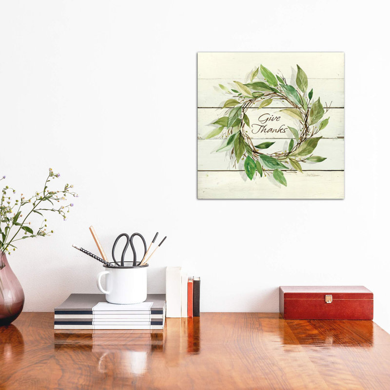 Bay Leaf Give Thanks by Carol Robinson - Print on Canvas, 45.72 cm H x 45.72 cm W x 1.91 cm D, Wrapped Canvas