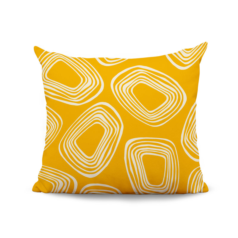 Polyester Throw Square Indoor/Outdoor Pillow Cover & Insert, 20" x 20", Yellow