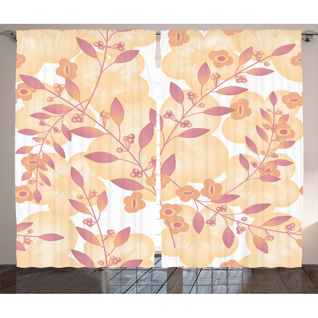 Rustikaler Vorhang, Floral Art Berry Pastell, Beige, Pfirsich Rosa