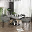 Ensemble de table de salle à manger 5 pièces en faux marbre et argent avec 4 chaises de salle à manger à accoudoirs bouclés gris-1473600223-1473600221-1473600222