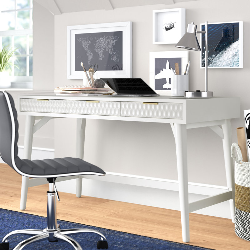 Cardale Writing Desk, 30" H x 52" W x 24" D, White