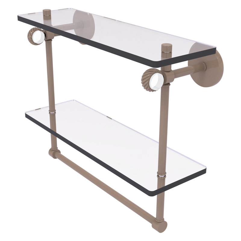 Tablette flottante 2 pièces avec barre à serviettes Clearview, H 12,8 po x l 16 po x P 5,6 po, Beige ombré
