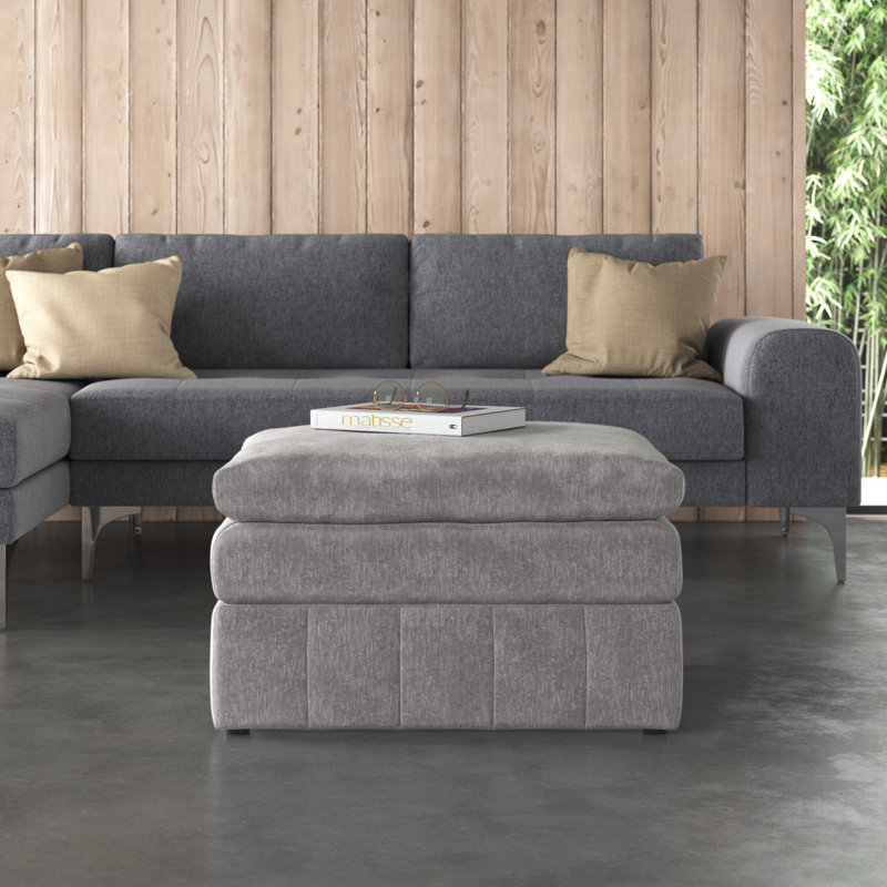 Seeram Upholstered Storage Ottoman, Gray