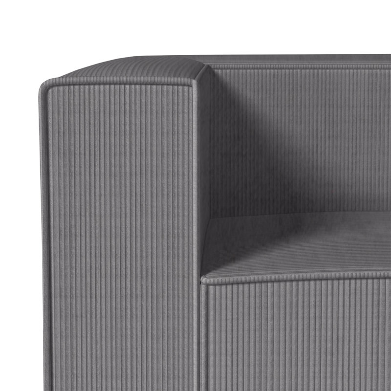 Hershberger-Canapé côté gauche-Gris-1/5, Velours côtelé gris