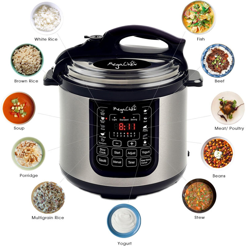 Megachef 8 Quart Digital Pressure Cooker With 13 Pre-set Multi Function Features
