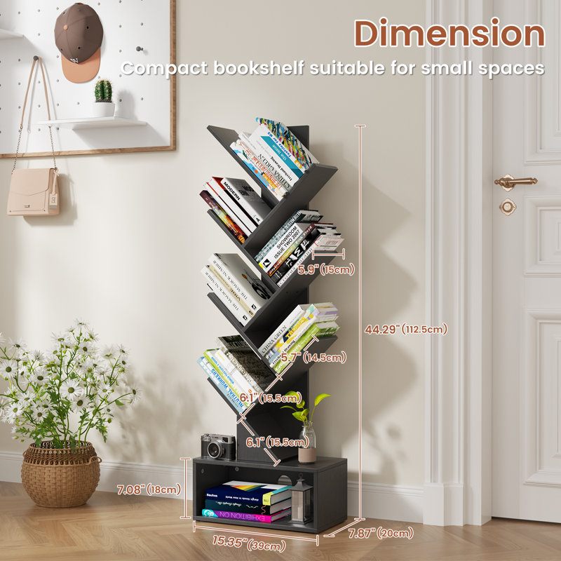 6 Tier Geometric Storage Bookcase, Black