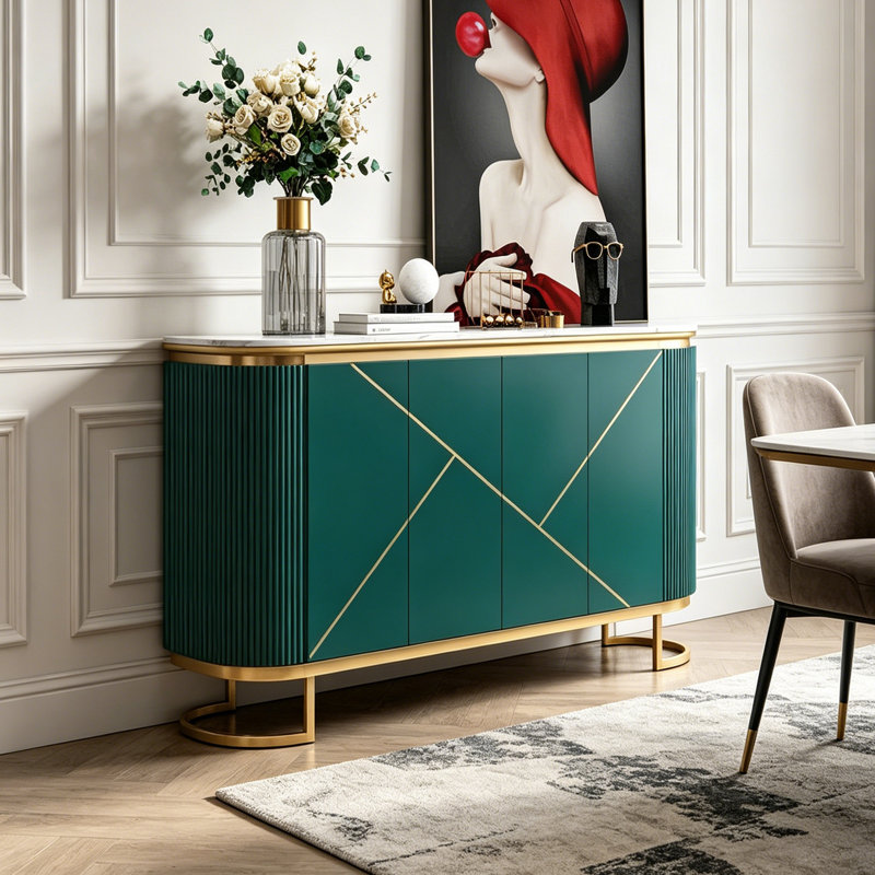 Buffet grande capacité moderne de style elliptique, Vert/blanc