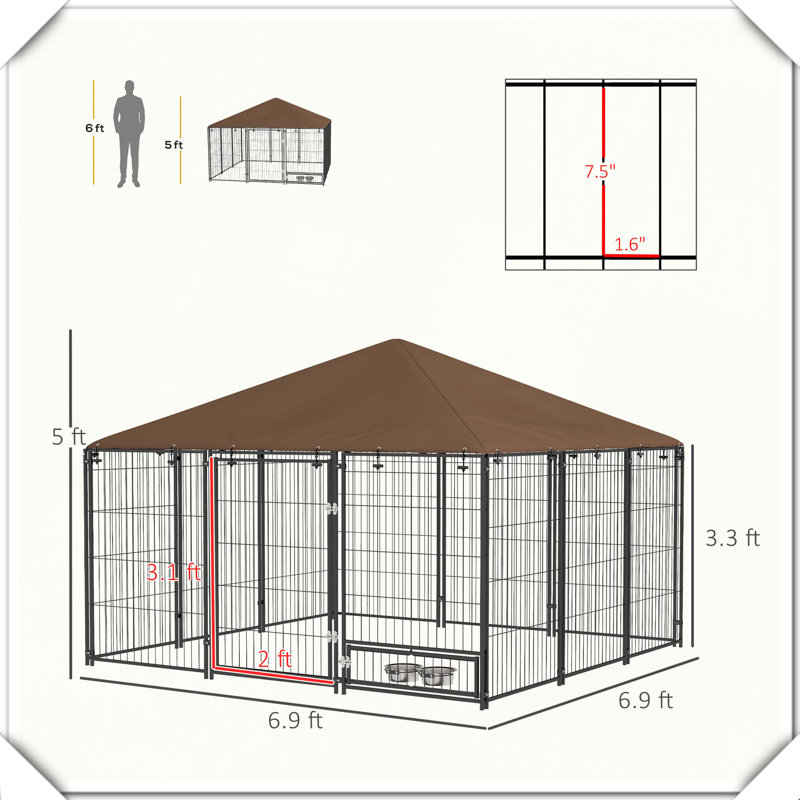 Enclos d'extérieur pour chien avec enclos tournant, Café