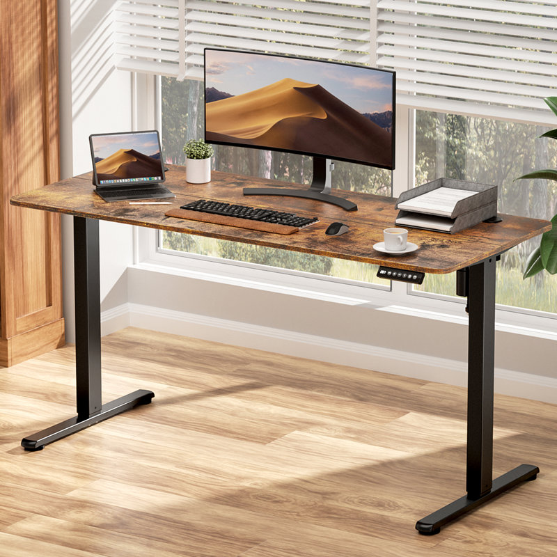 Standing Desk Pro– Adjustable Height Home Office Desk, Brown, 46.5" H x 55" W x 23.6" D