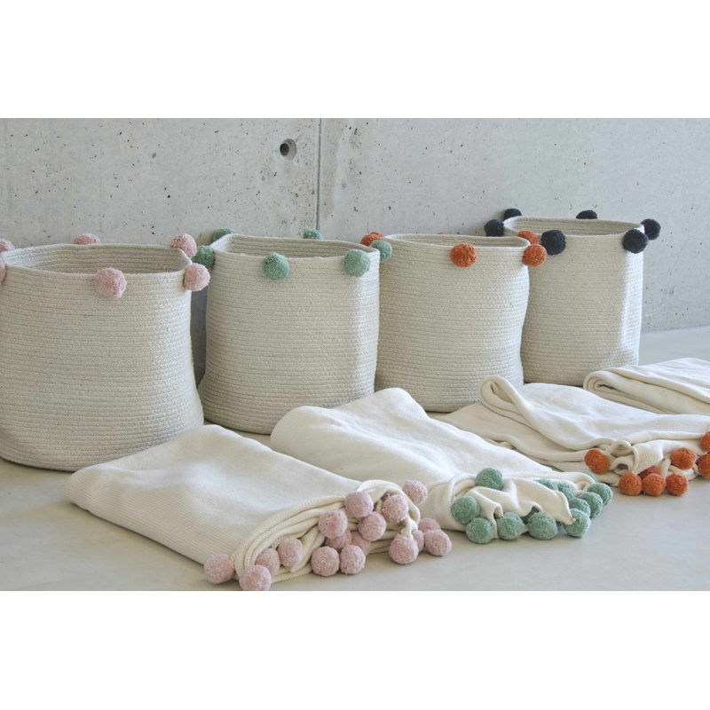 Bubbly Fabric Decorative Basket, Natural/Nude