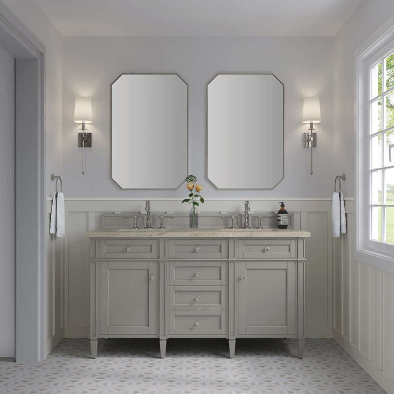 Ensemble de meuble-lavabo double 60 po Dussault, Gris urbain, Tajnar, 8 po
