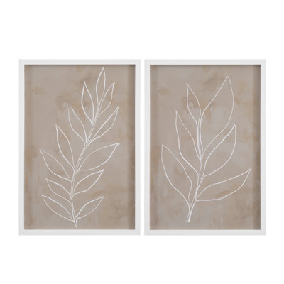 Silhouette Leaf Framed Print Set of 2