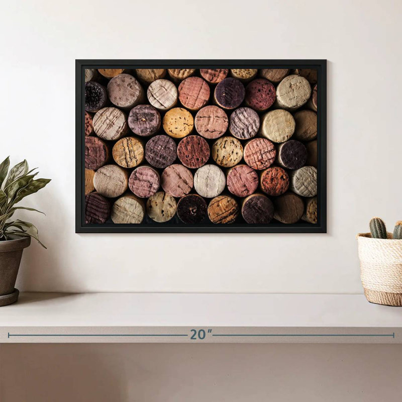 Collection of Wine Corks, Floating Frame Black, 13" X 9"