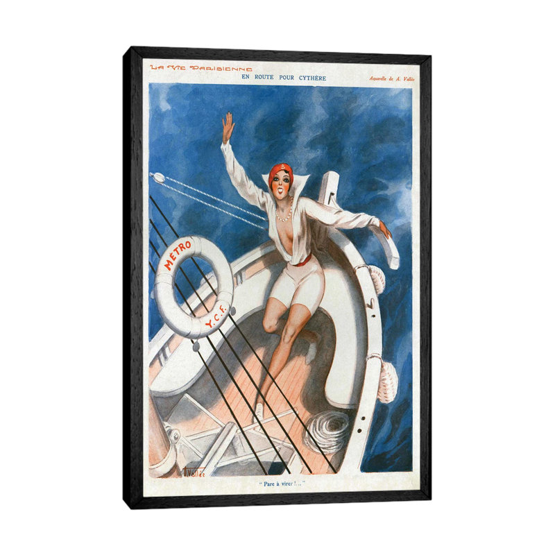 1920s La Vie Parisienne Magazine Plate - Print on Canvas, 66.04 cm H x 45.72 cm W, Black Framed