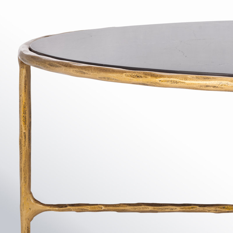 Table basse Evelynn, Laiton, Marbre blanc