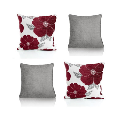 Darionte Poppy Chenille Cushion Cover with Filler Pad