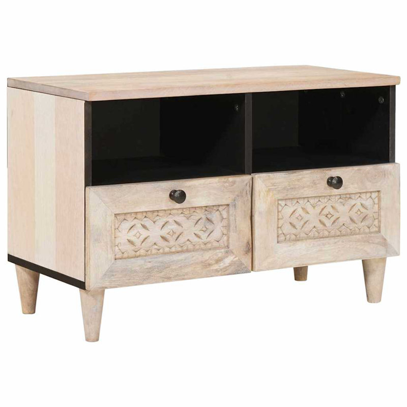TV Cabinet 70 X 33 X 46 Cm Solid Mango Wood, White