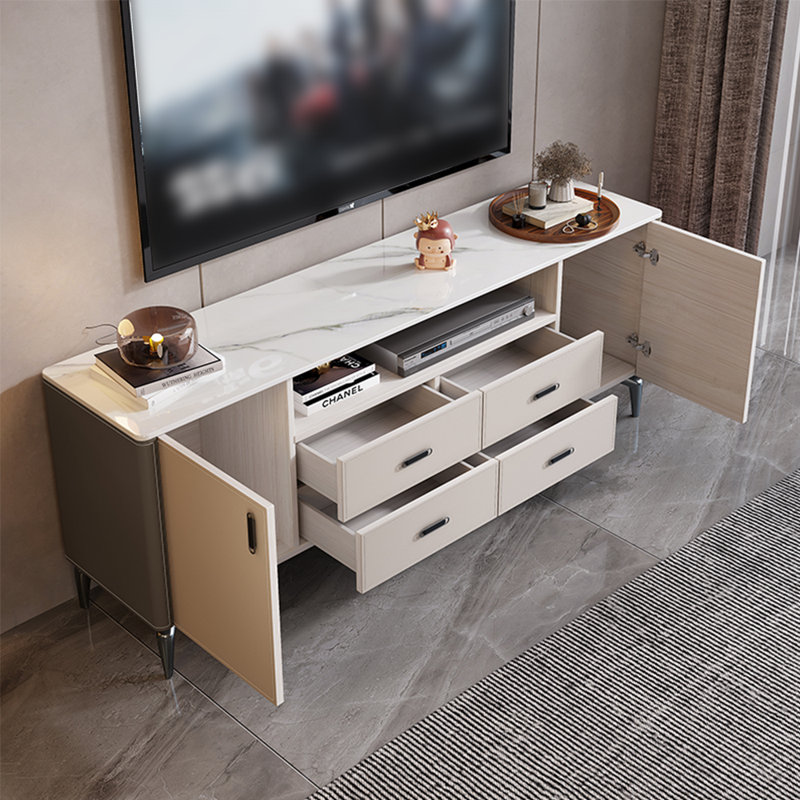 Meuble télé moderne de style minimaliste haut de gamme, Beige / gris, 94.49"