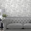 Laura Ashley Tregaron Silver Removable Wallpaper