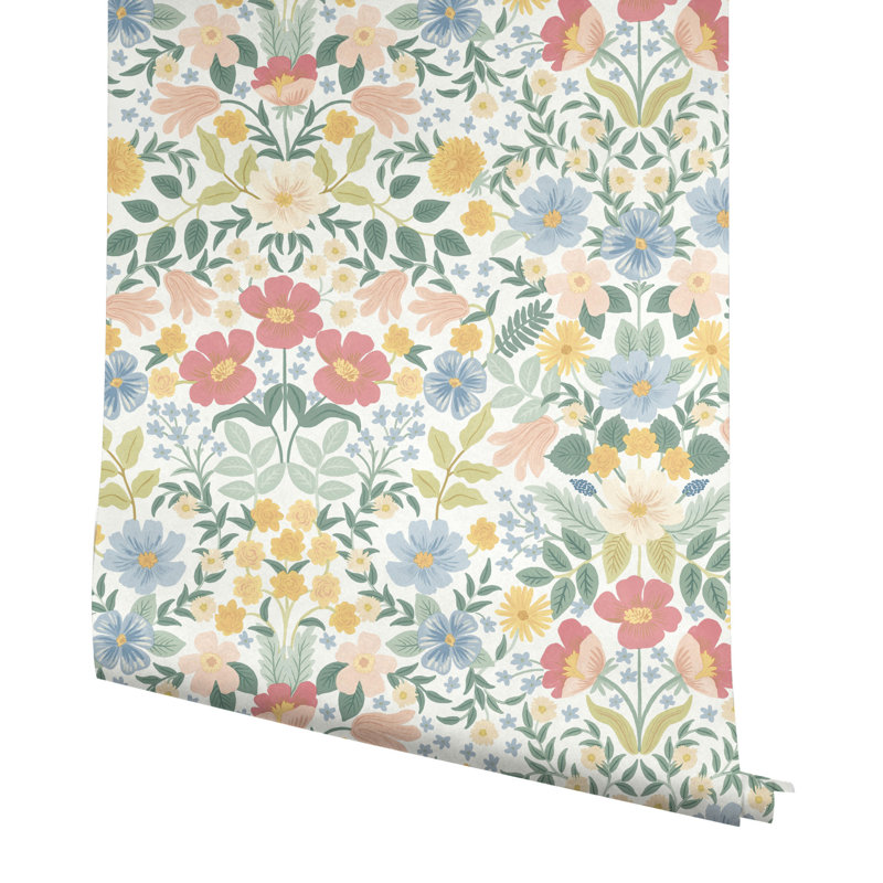 Bramble Garden 20" L x 27" W Peel and Stick Wallpaper Roll, Pastel Multi