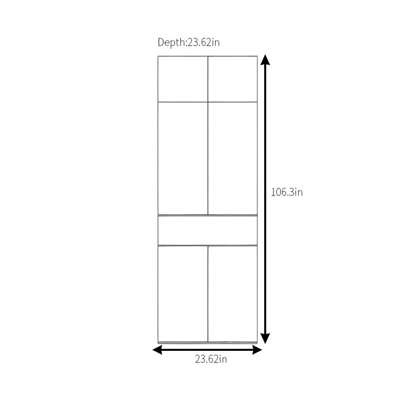 Garde-robe classique rétro, H 106,3 po x l 23,62 po x P 23,62 po