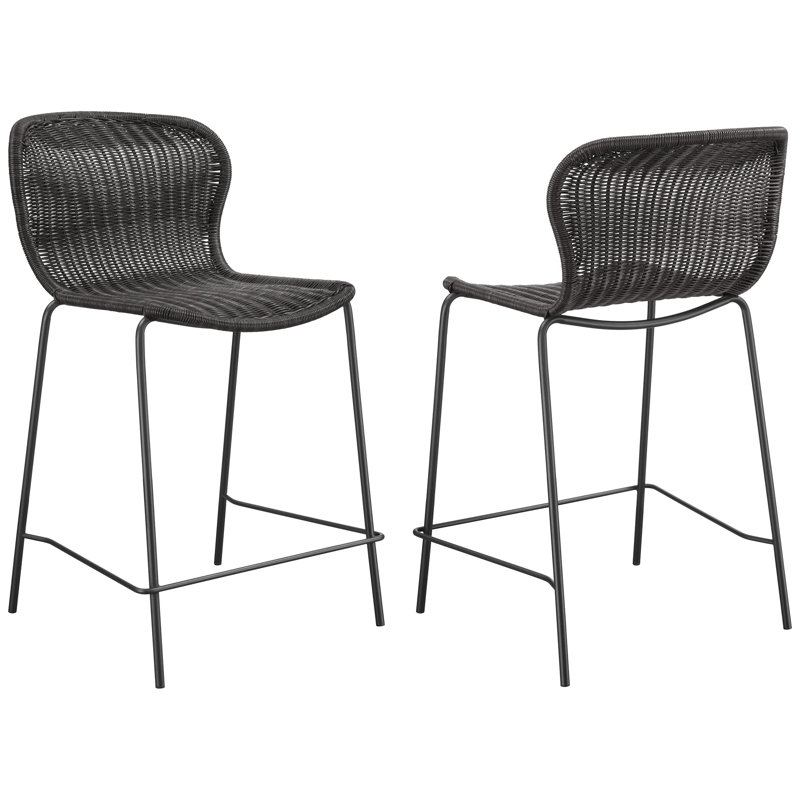 Chaise de comptoir en faux métal brun - Tabourets de bar à dossier uni Coastal