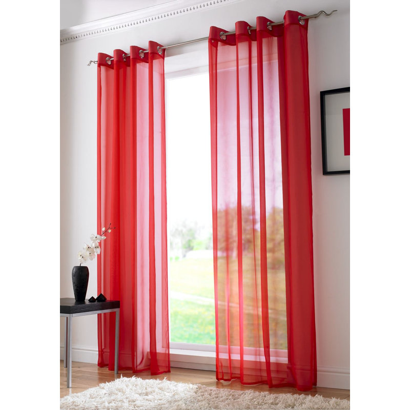 Jaxcen Sheer Curtain Single Panel, 149.86 W x 137.16 D cm, Red