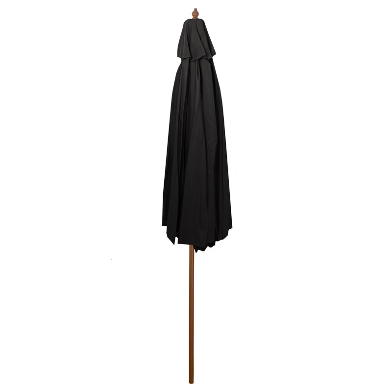 8.5ft Black Octagon Outdoor Umbrella with Wooden Pole