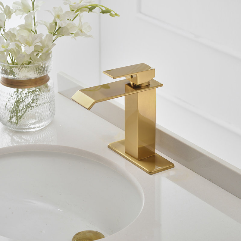 WIZ Waterfall Single Hole Single-Handle Bathroom Faucet, Brushed Gold