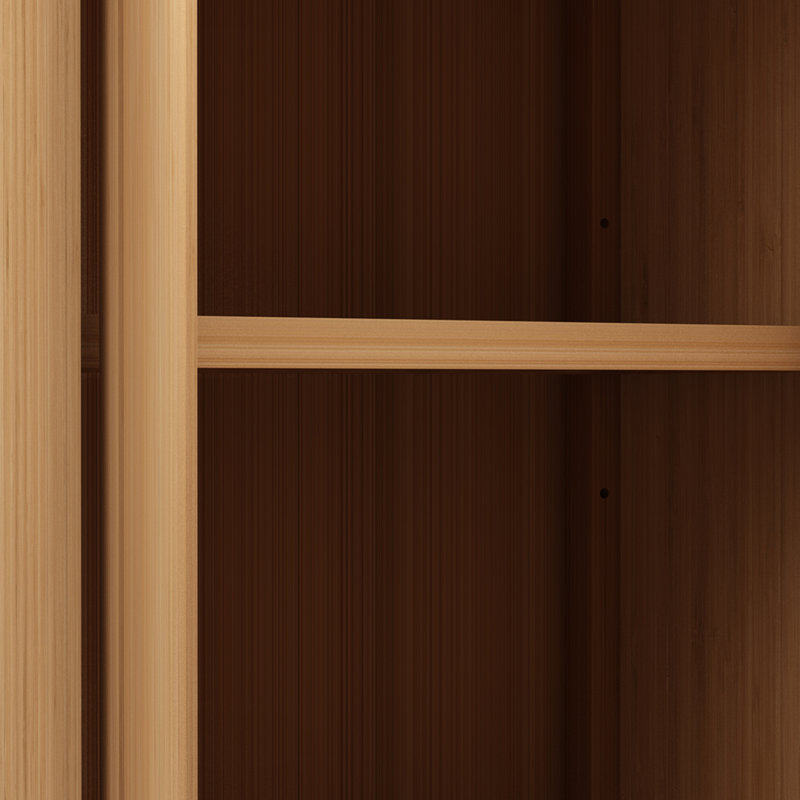 Grande armoire de rangement en bambou avec tablettes pour salle de bain et salon, Naturel