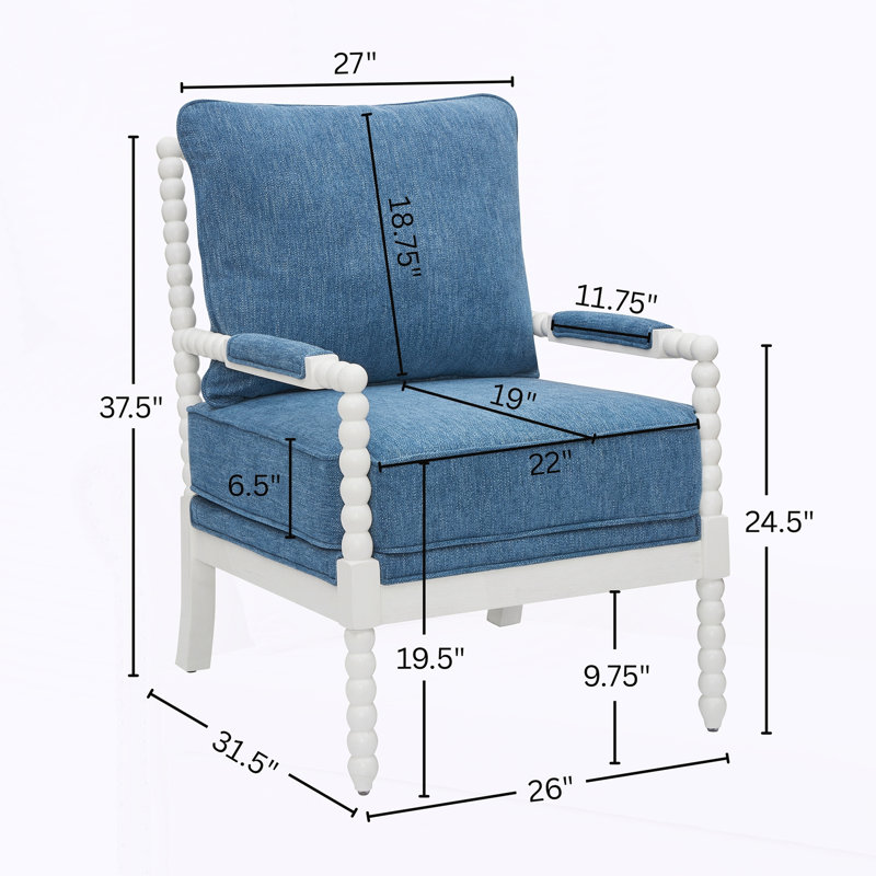 Chaise d'appoint avec structure en bois, Blue, White