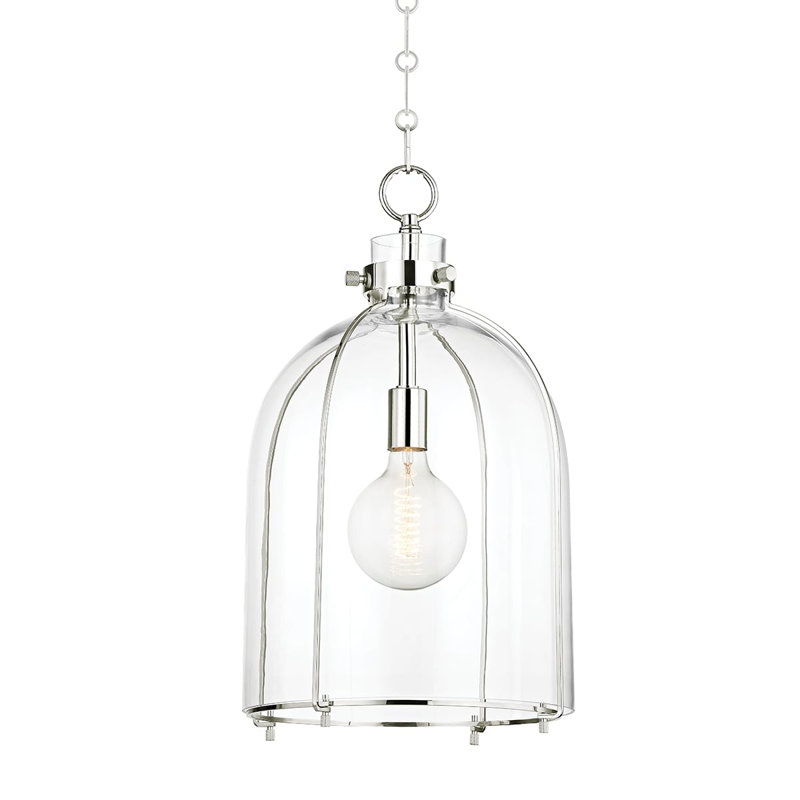 Luminaire suspendu 1 lumière Eldridge, Nickel poli
