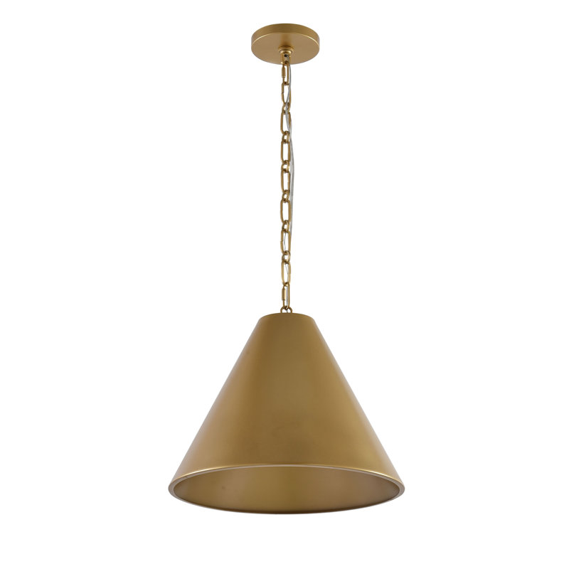 Modern 1-Light Gold Cone Pendant Light with Adjustable Chain, Minimalist Metal Pendant Lighting for Kitchen Island & Dining Room