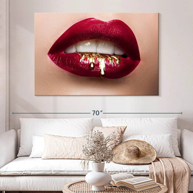Shuttleworth Red Gold Drip Lips, 34" H x 51" W
