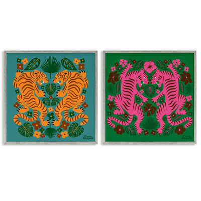 «Eclectic Twin Tigers», ensemble de 2 giclées par Carrie Cantwell