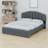 Upholstered Wooden Bedframe With LED Lights , USB Ports And Drawer-1925438475