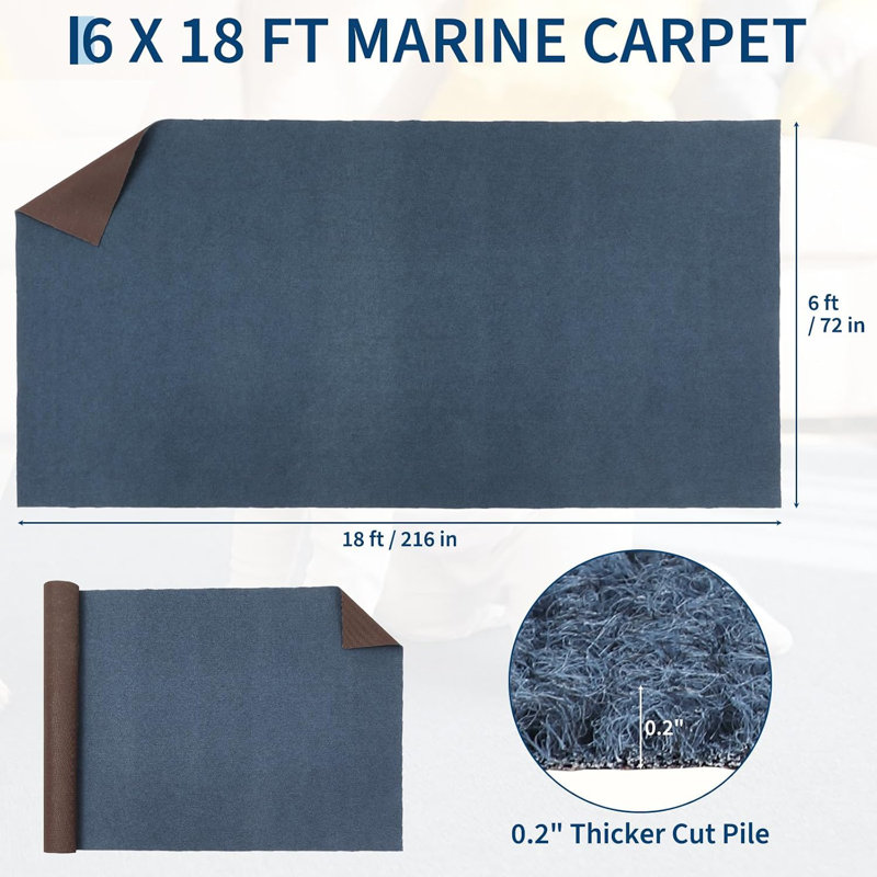 Tapis marin 6 x 18 pi, tapis de bateau imperméable, 6 x 18 pi