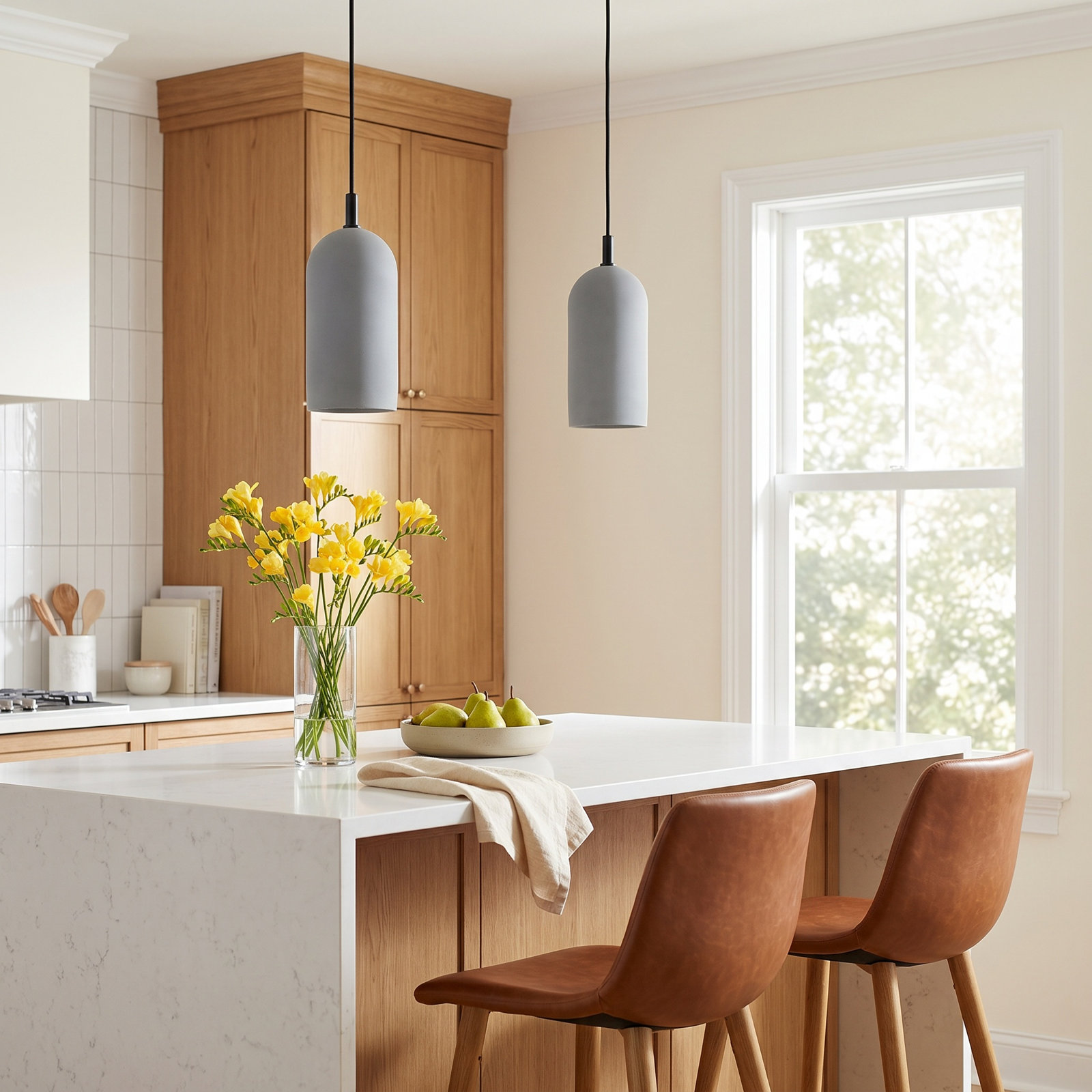 Kaylauni Single Light Concrete Pendant, Black/Gray