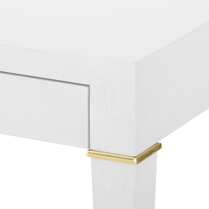 Claudette Writing Desk, White/Brass