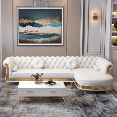 Canapé modulaire moderne en forme de L Chesterfield