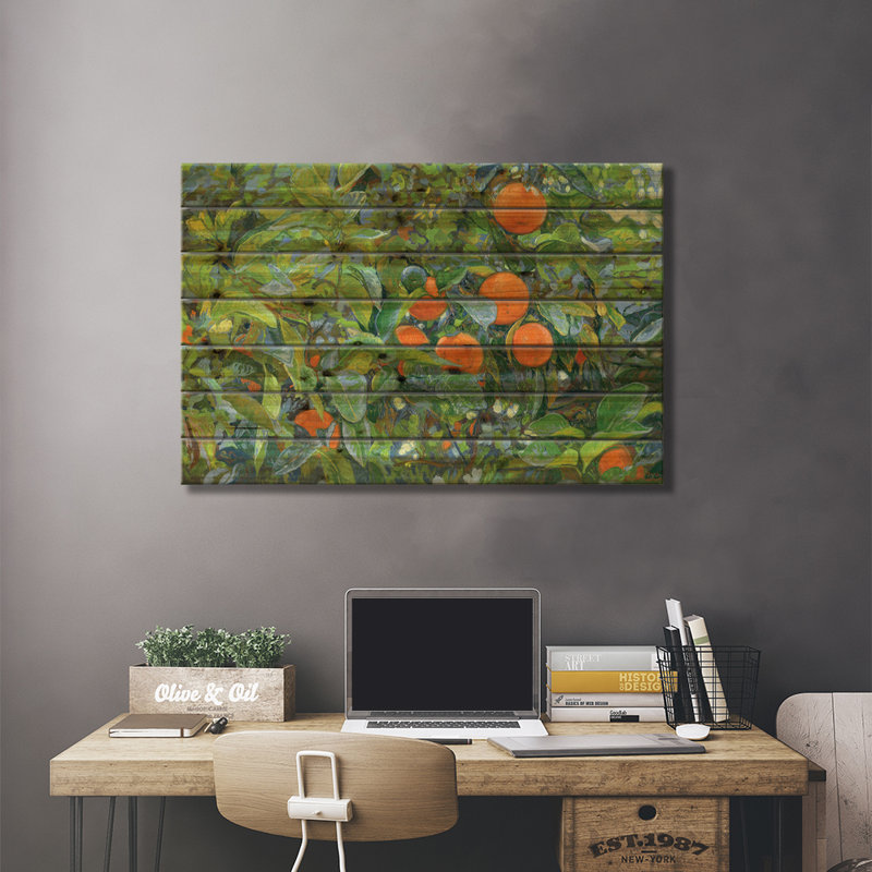 «Oranges on Wood» par Simon Kozhin, reproduction, H 18 po x l 26 po x P 1,5 po